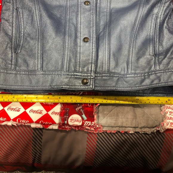 The Leather Ranch metallic blue leather skirt and jean style jacket - Picture 10 of 12